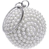 Ball Shape Women Fashion Banquet Party Pearl Handbag(Silver)