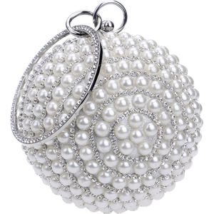 Ball Shape Women Fashion Banquet Party Pearl Handbag(Silver)