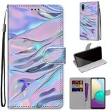 For Samsung Galaxy A02 / M02 Coloured Drawing Cross Texture Horizontal Flip PU Leather Case with Holder & Card Slots & Wallet & Lanyard(Fluorescent Water Texture)