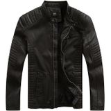 Fashionable Men Leather Jacket (Color:Black Size:XXL)