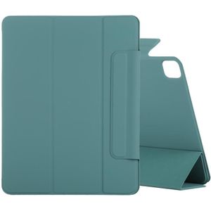 Horizontal Flip Ultra-thin Double-sided Clip Fixed Buckle Magnetic PU Leather Case With Three-folding Holder & Sleep / Wake-up Function For iPad Pro 12.9 inch (2020)(Green)