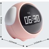 Cartoon Cmart Alarm Clock For Children Bedroom Bedside LED Lamp Charging Electronic Digital Clock  Colour: White (Expression Version)