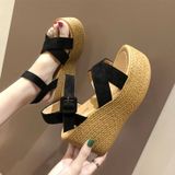 Slordig platform suede sandalen  schoenen maat: 36 (zwart)