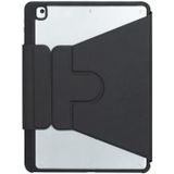 Voor iPad 2022 360 Rotatie Acryl Transparant Bluetooth Toetsenbord Lederen Hoes Met Achtergrondverlichting (Zwart)