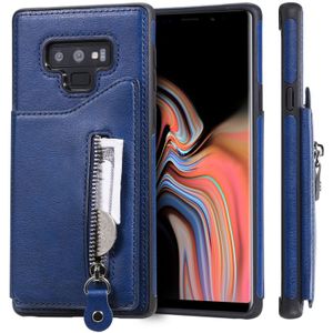 For Galaxy Note9 Solid Color Double Buckle Zipper Shockproof Protective Case(Blue)