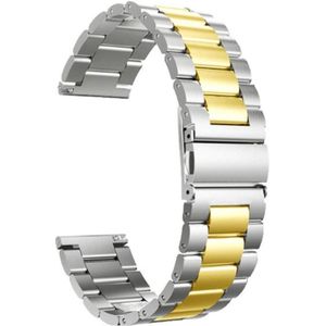 Voor Huawei Horloge GT 3 42mm / Watch GT 2 42mm Three Bead Roestvrijstalen riem (Silver Gold)