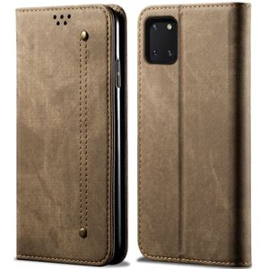 For Galaxy Note10 Lite / M60s / A81 Denim Texture Casual Style Horizontal Flip Leather Case with Holder & Card Slots & Wallet(Khaki)