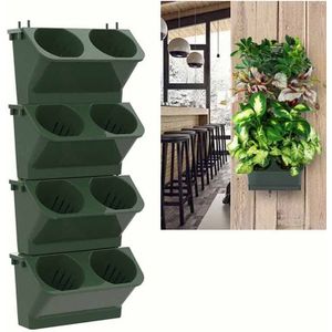 Interior Decoration Plant Wall Flower Pot Living Room Balcony Vertical Green Planting Box Stereo Combination Wall Hanging Pot  Size: 24x14x57 cm(Dark Green)