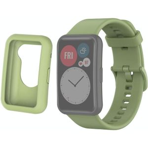 For Huwei Watch Fit Protective Silicone Case + Silicone Watchband Kit(Light Green)