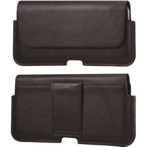 Universal Cow Leather Horizontal Mobile Phone Leather Case Waist Bag For 6.7 inch and Below Phones(Black)