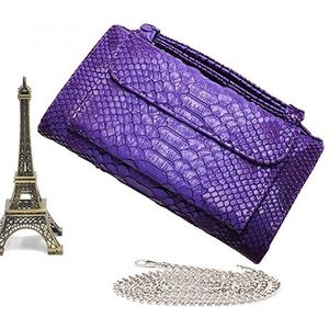 Genuine Leather Women Hand Bag Female Fashion Chain Shoulder Bag Luxury Designer Tote Messenger Bags(Purple)