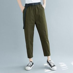 Plus Size Womens High Waist Loose Slimming Herfst Cotton Casual Pants Harem Pants (Kleur: Green Size:XXL)
