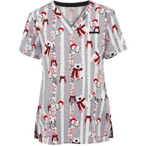 Kerstprint T-shirt T-shirt Verpleegkundige Uniform van korte mouwen (kleur: 9 Grootte: M)