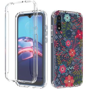 For Motorola Moto E (2020) 2 in 1 High Transparent Painted Shockproof PC + TPU Protective Case(Small Floral)