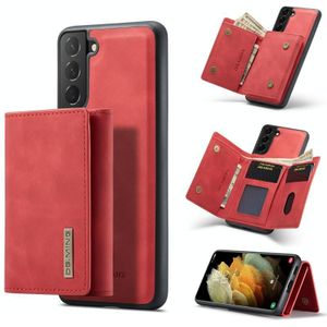 For Samsung Galaxy S21 DG.MING M1 Series 3-Fold Multi Card Wallet + Magnetic Back Cover Shockproof Case with Holder Function(Red)