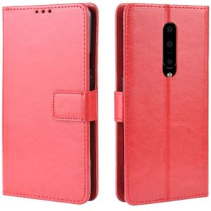 Retro Crazy Horse Texture Horizontal Flip Leather Case for OnePlus 7 Pro  with Holder & Card Slots & Photo Frame(Red)
