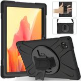 For Samsung Galaxy Tab A7 10.4 2020 T500 / T505 Shockproof Colorful Silicone + PC Protective Case with Holder & Shoulder Strap & Hand Strap & Screen Protector(Black)