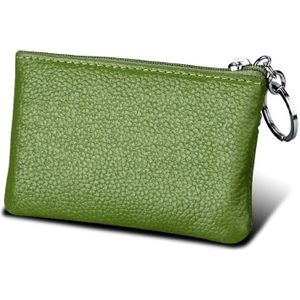 Cowhide Leather Zipper Solid Color Horizontal Card Holder Wallet RFID Blocking Coin Purse Card Bag Protect Case  Size: 11.4*7.4cm(Green)