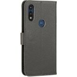 For Motorola Moto E(2020) / Moto E7 Feather Pattern Litchi Texture Horizontal Flip Leather Case with Wallet & Holder & Card Slots(Grey)