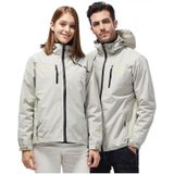 Ladys Outdoor Sports Single Layer Stormsuit Wear Resistant Breathable Waterproof Windproof Couple Mountaineering Suit (Color:Ivory White Size:XXXXL)
