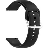 22mm Universal Silver Buckle Silicone Replacement Wrist Strap  Size:L(Black)