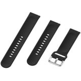 22mm Universal Silver Buckle Silicone Replacement Wrist Strap  Size:L(Black)