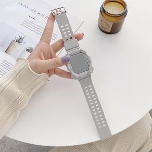 Solid Color Integrated TPU Replacement Strap Watchband For Apple Watch Series 7 & 6 & SE & 5 & 4 40mm  / 3 & 2 & 1 38mm(Grey)