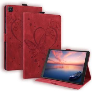 For Samsung Galaxy Tab A 8.0 (2019) SM-T290 SM-T295 Love Butterfly Pattern Horizontal Flip Leather Case with Holder(Red)
