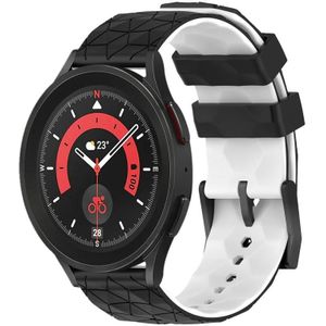 Voor Samsung Galaxy Watch 5 Pro 45 mm 20 mm voetbalpatroon tweekleurige siliconen horlogeband (zwart + wit)