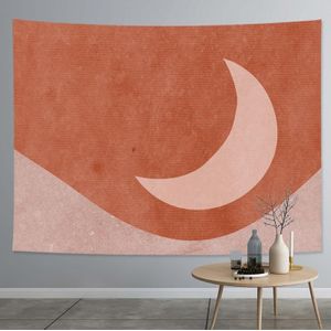 Thick Farbic Tapestry Exaggerated Abstract Style Home Decoration Hanging Background Covering Cloth  Size: 200x150cm(Sun Moon 02)