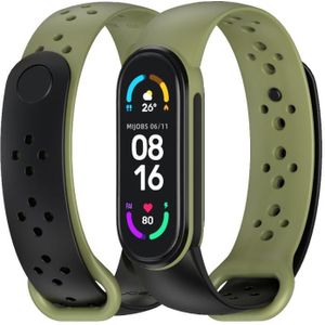 For Xiaomi Mi Band 6 / 5 Mijobs Two-color TPU Silicone Watch Band(Black+Army Green)
