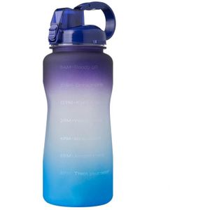 2000ml Large Capacity Portable Bounce Lid Water Bottle with Straw Tritan Material Outdoor Sports Kettle(Purple To Blue)