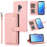 For Samsung Galaxy S9+ PU + TPU Horizontal Flip Leather Case with Holder & Card Slot & Wallet & Lanyard(Pink)