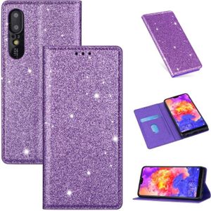 For Huawei P20 Pro Ultrathin Glitter Magnetic Horizontal Flip Leather Case with Holder & Card Slots(Purple)