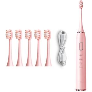 Original Lenovo B002.1-C2 USB Charging Wireless Sonic Electric Toothbrush with 5 Antibacterial Brush Heads  Luxury Version(Pink)