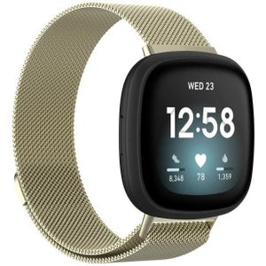 Voor Fitbit Versa 3 Milanese horlogeband  maat: S 202mm (Champagne Gold)