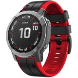 For Garmin Fenix 7X Solar 22mm Silicone Sports Two-Color Watch Band(Black+Red)
