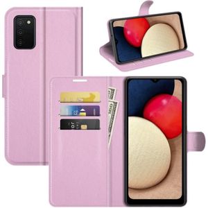 For Samsung Galaxy A03s Litchi Texture Horizontal Flip Protective Case with Holder & Card Slots & Wallet(Pink)