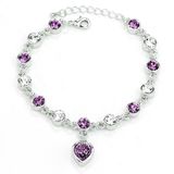 Fashion 12 Constellation Crystal Bracelets Gold-plated Anti-allergy Bracelet Jewelry(Purple)