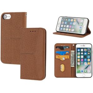 Woven Texture Stitching Magnetic Horizontal Flip PU Leather Case with Holder & Card Slots & Wallet & Lanyard For iPhone SE 2020 / 8 / 7(Brown)