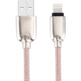 1M Woven Style Metal Head 108 Copper Cores 8 Pin to USB Data Sync Charging Cable  For iPhone XR / iPhone XS MAX / iPhone X & XS / iPhone 8 & 8 Plus / iPhone 7 & 7 Plus / iPhone 6 & 6s & 6 Plus & 6s Plus / iPad(Pink)