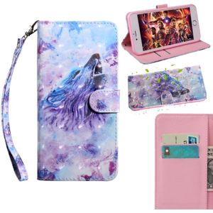 3D Painting Pattern Coloured Drawing Horizontal Flip TPU + PU Leather Case with Holder & Card Slots & Wallet For iPhone XR(Roaring Wolf)
