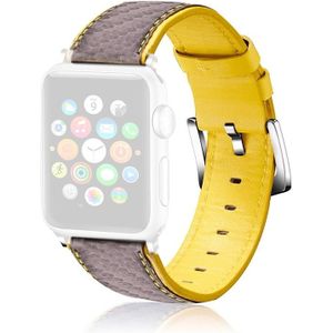 Koolstofvezel textuur lederen vervanging riem horlogeband voor Apple Watch Series 7 45 mm / 6 & SE & 5 & 4 44mm / 3 & 2 & 1 42mm (geel bruin)