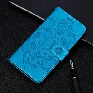 For Nokia 7.2 Mandala Embossing Pattern Horizontal Flip Leather Case with Holder & Card Slots & Wallet & Photo Frame & Lanyard(Blue)