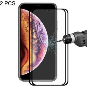 2 PCS ENKAY Hat-Prince 0.2mm 9H 2.5D Full Screen Tempered Glass Film for iPhone X / XS(Black)