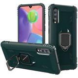 For Galaxy A70 Carbon Fiber Protective Case with 360 Degree Rotating Ring Holder(Green)