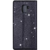 For Samsung Galaxy J6 (2018) / A8 (2018) Ultrathin Glitter Magnetic Horizontal Flip Leather Case with Holder & Card Slots(Gray)