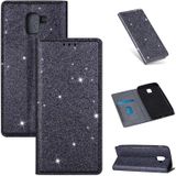 For Samsung Galaxy J6 (2018) / A8 (2018) Ultrathin Glitter Magnetic Horizontal Flip Leather Case with Holder & Card Slots(Gray)