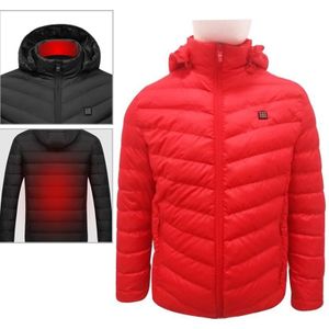 USB Heated Smart Constant Temperature Hooded Warm Coat for Men and Women (Color:Red Size:M)