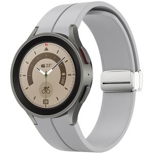 Voor Samsung Galaxy Watch5 40 & 44 mm / Pro 45 mm opvouwbare zilveren gesp siliconen horlogeband